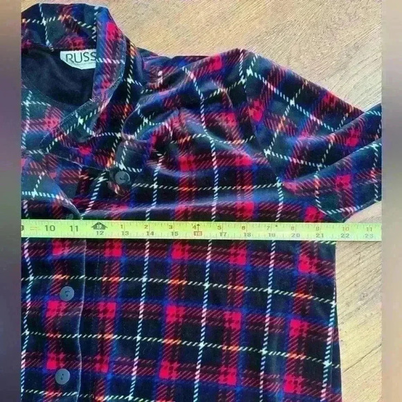 Russ a Liz Claiborne Company plaid velvet button up lightweight coat size M - Picture 9 of 12